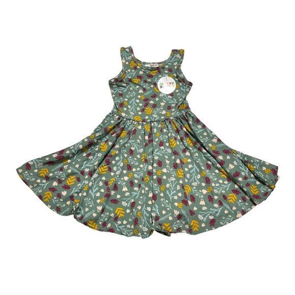 Dot Dot Smile Other - Dot Dot Smile NWT Girls Size 3/4 Green Leaf Print Tank Twirl Dress
